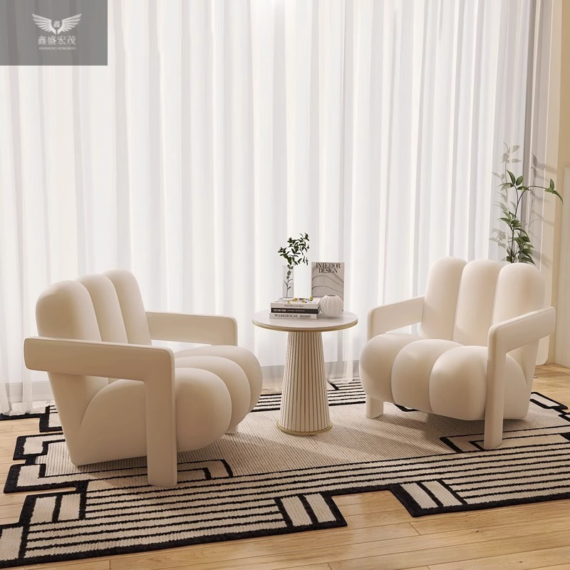 Sala de estar perezosa sofá de balcón simple sala de recepción moderna silla de aire crema diseñador de alta calidad