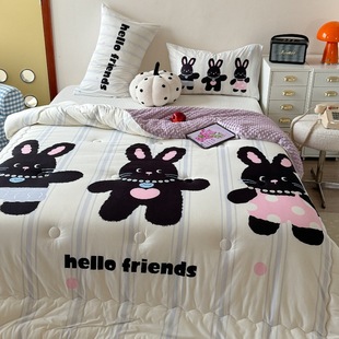Class A Milk Silk Knitted Bean Velvet Spring and Autumn Quilt Cute Designer Cartoon Soft Soy Thickened Winter Quilt