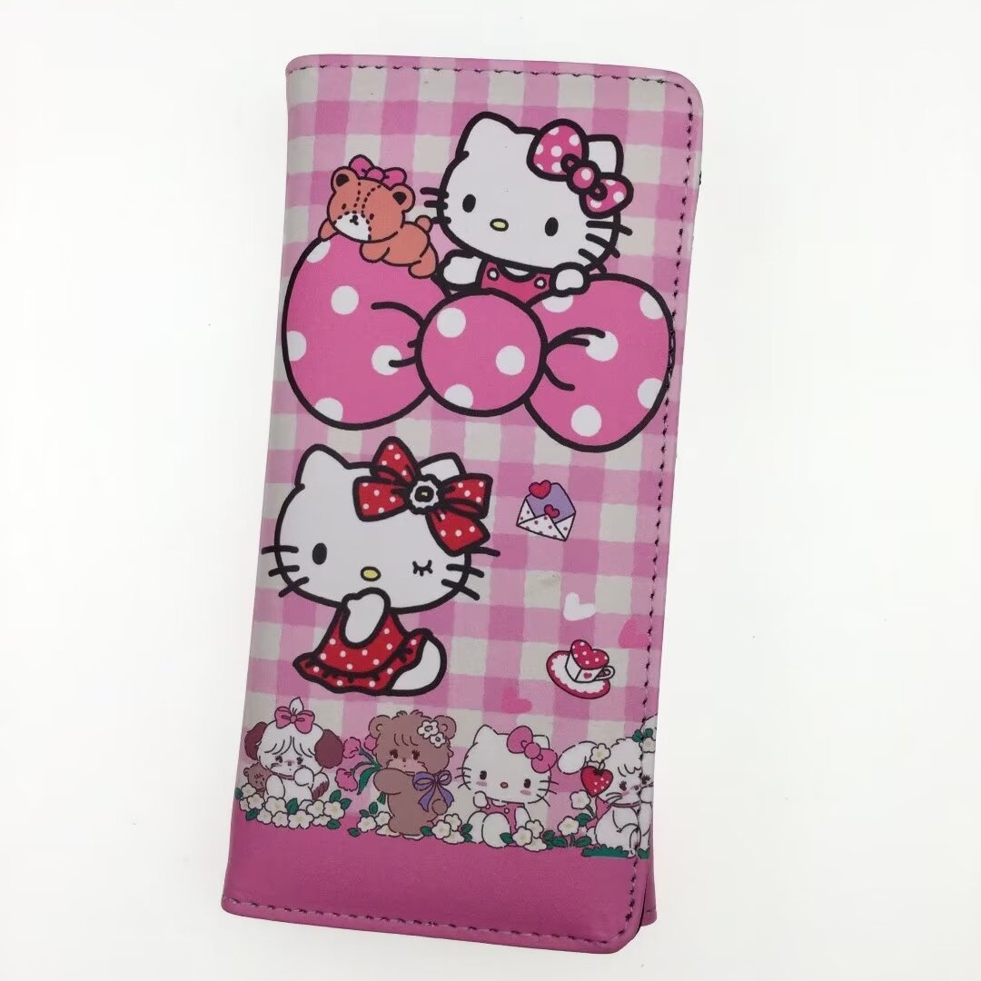 Cartera de dibujos animados lindo princesa KT gato cremallera gran capacidad estudiante chica monedero embrague titular la tarjeta