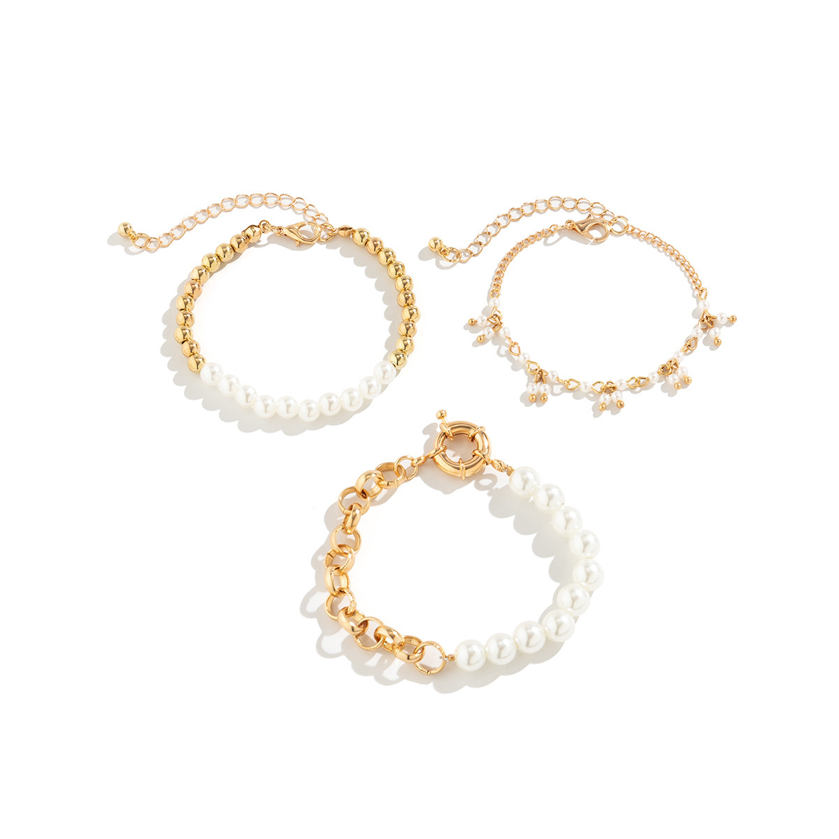 37g Weight Bracelets Classification 1 Set Quantity Holiday, Daily Occasion Imitation Pearl, Alloy Material Heart Shape Pattern Unisex Gender Irregular, Plating Design Lady Heart Shape Imitation Pearl Alloy Wholesale Bracelets 37