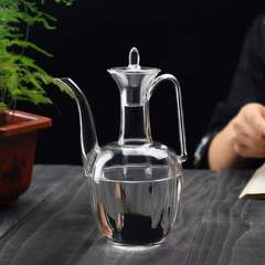 仿宋玻璃手執壺綠茶專用泡茶壺耐熱玻璃貴妃壺復古煮泡茶壺宋執壺