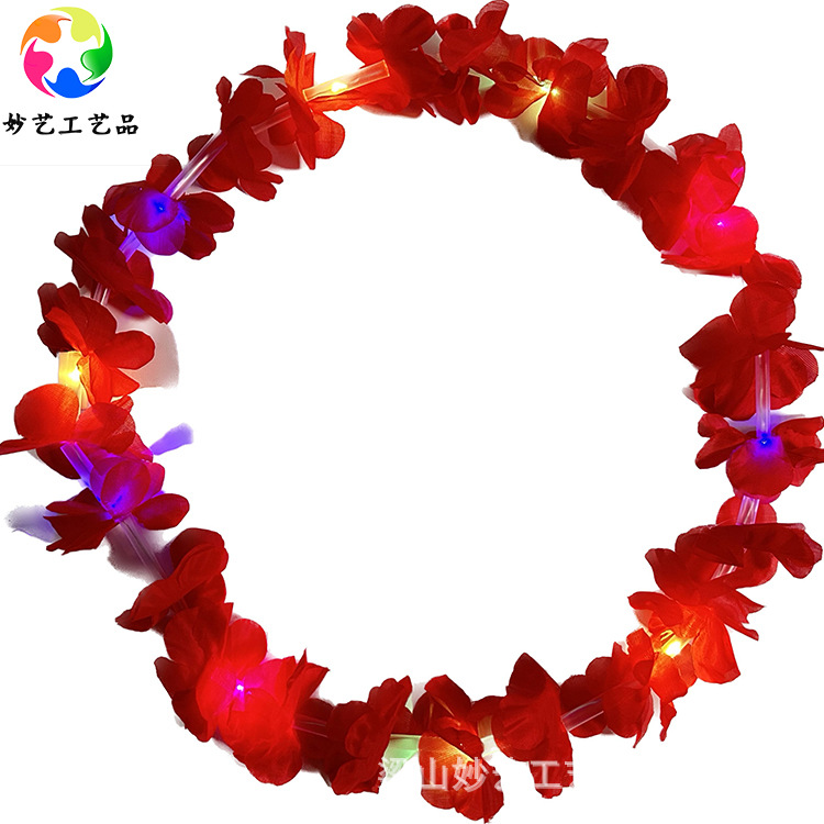 Cuello de poliéster transfronterizo colorido conjunto de guirlandas de flores de luces de fiesta de cumpleaños pulsera guirlandas
