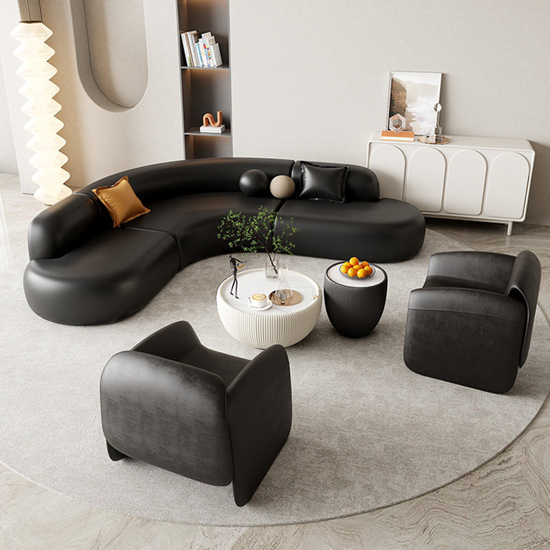 Sofá de cuero moderno y simple, sala de estar familiar, salón de belleza del hotel, sofá combinado de negociación para varias personas image 8