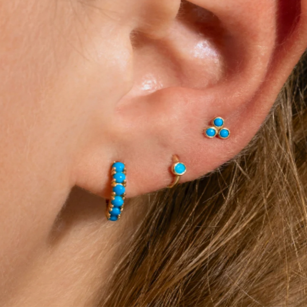 5g Weight 925 Sterling Silver Ear Needle Material December Birthstone Turquoise, Zircon Inlay Material Earrings Classification 3 Pieces Set Quantity Holiday, Daily Occasion 925 Sterling Silver Material Geometric Pattern Women's Gender Plating, Inlay Design Simple Style Style 3 Pieces Set 925 Sterling Silver Turquoise Zircon Geometric Earrings 9