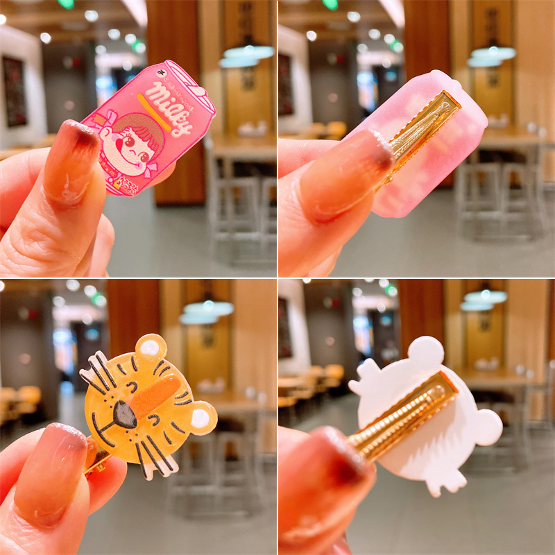 Horquilla de los niños botella de bebida de acrílico pequeño clip tocado Corea del Sur princesa niña flequillos clip horquilla accesorios para el cabello