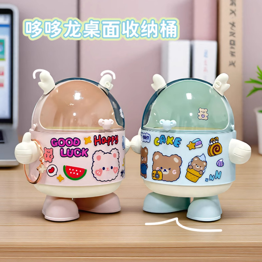 ✅Household Creative Cartoon Flip Trash Can Kitchen Living Room Large Multi-functional High-value Thickened Garbage with Lid