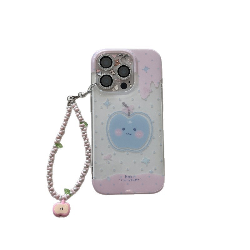 粉色晕染腮红蓝苹果链条适用iPhone16苹果15ProMax手机壳14新款13|undefined