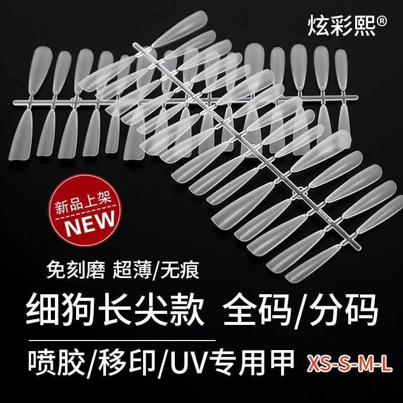 Long Pointed Nail Tips for Fine Dogs, Long Nail Tips for Manicure, Special Nail Tips for Nail Salons, Traceless, Scratch-Free Frosted Nail Tips