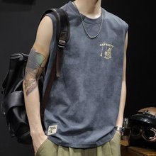 纯棉背心男青少年无袖圆领常规宽松坎肩汗背心夏季标准运动健身