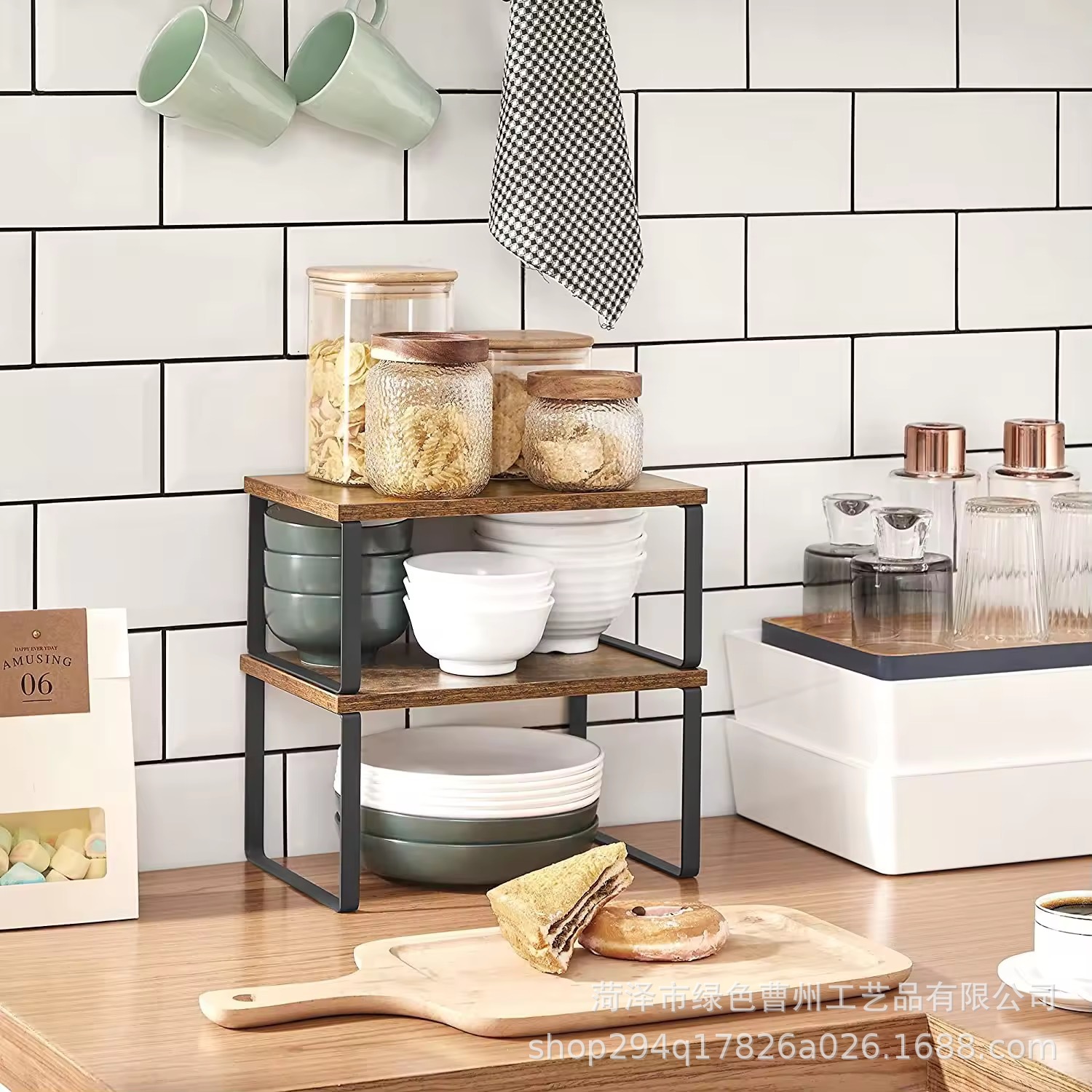 Cross -border living room organize the kitchen shelf feasting rack wooden multi -purpose desktop storage shelf cabinet storage frame