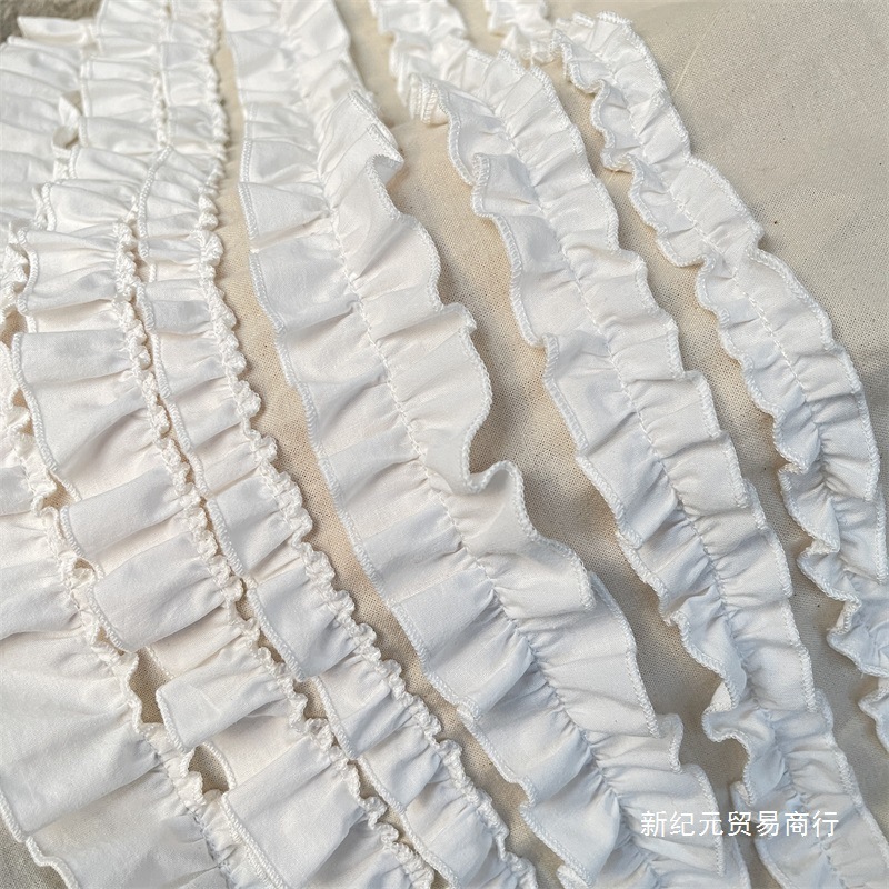 小尺寸白色纯棉布森系领口褶皱边洛丽塔娃娃衣服裙摆袖口花边辅料|undefined