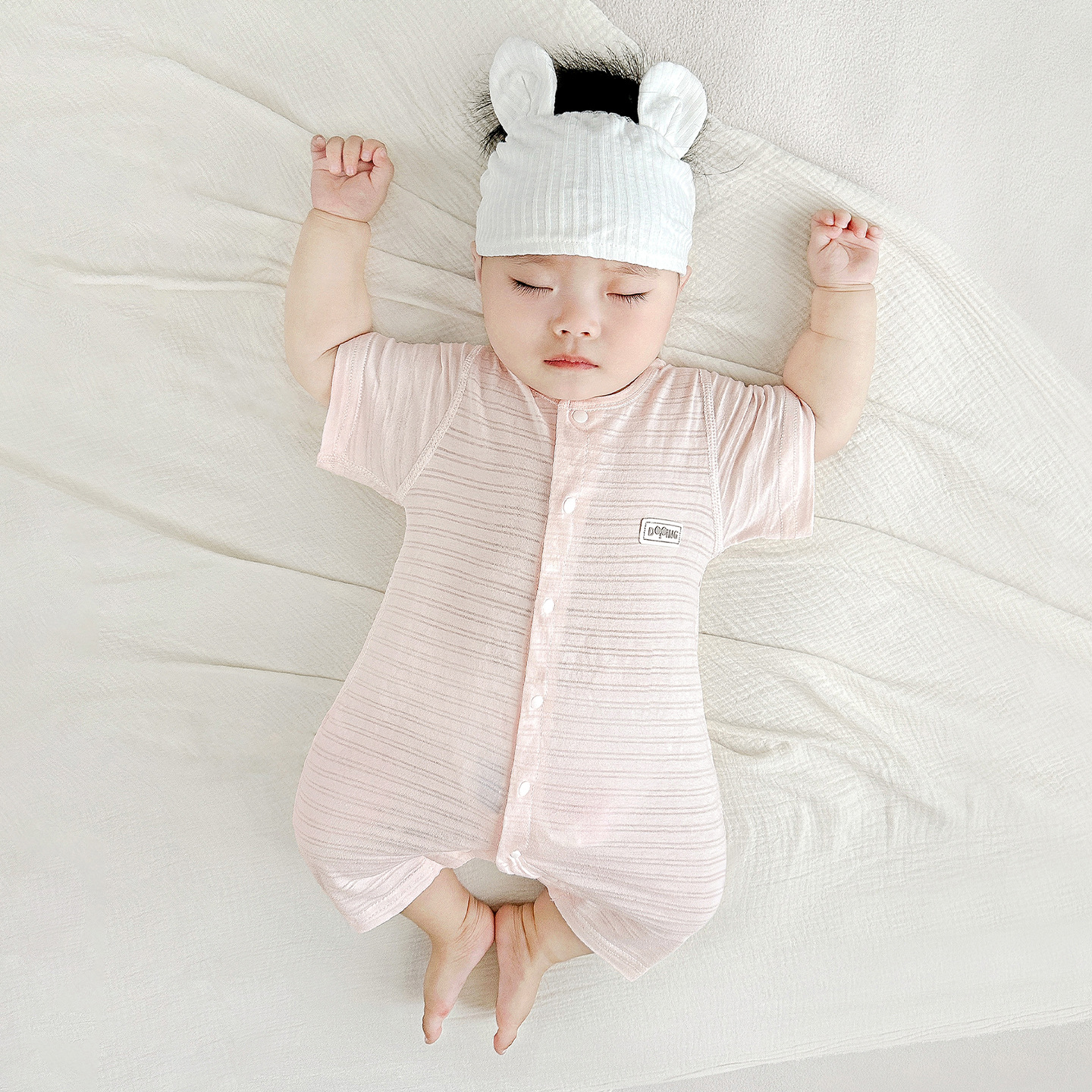 Bebé de una pieza de verano para hombres y mujeres de manga corta mampara delgada pijamas de algodón para niños pequeños ropa para recién nacidos ropa de verano para bebés image 8