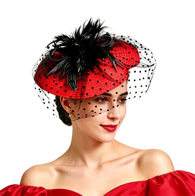 European and American Style Mesh Feather Fascinator Bridal Wedding Headpiece, Cross-Border Hot-Selling Elegant Socialite Millinery, Factory Direct Supply