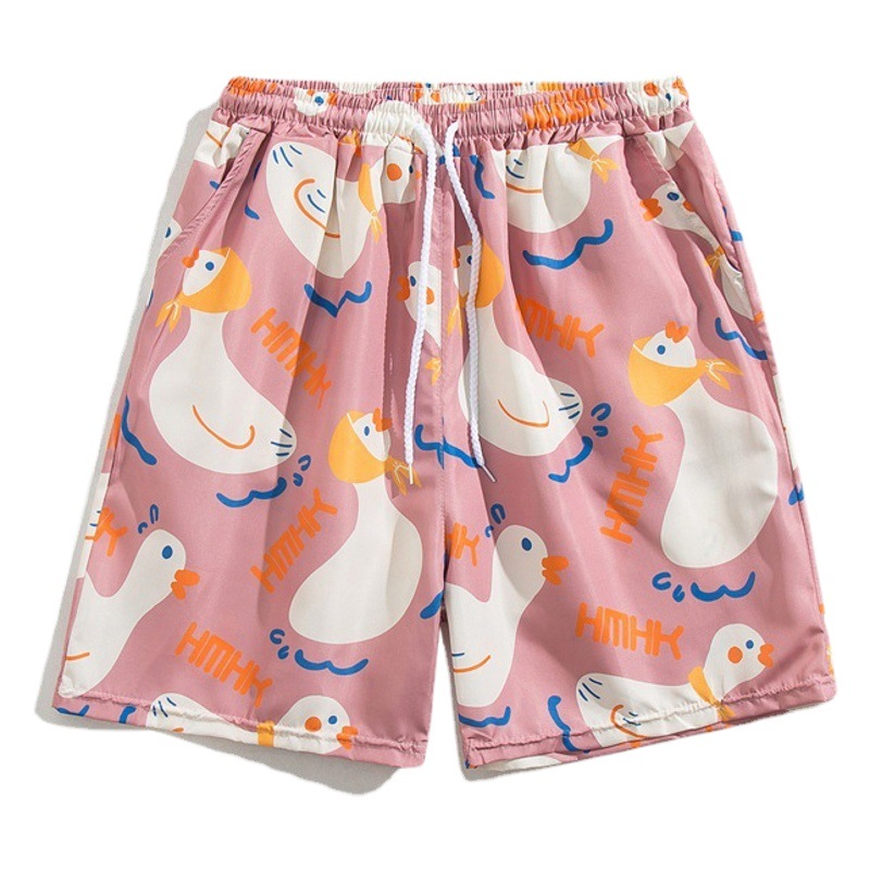 Pantalones de playa de los hombres retro de la pareja Vacaciones de aguas termales anti-vergüenza quinto pantalones ropa exterior pantalones cortos de playa de verano hombres