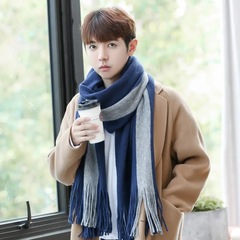 新しい韓国のマフラーの男性の冬の簡単な百合英の男性のマフラーの毛糸は首を囲んで学生の長いタイプの保温を厚くします。