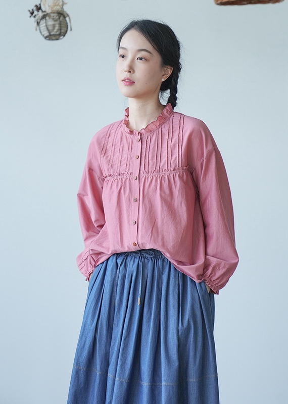 Autumn Style Loose Shirt with Small Lace Collar Autumn Style Loose Shirt with Small Lace Collar