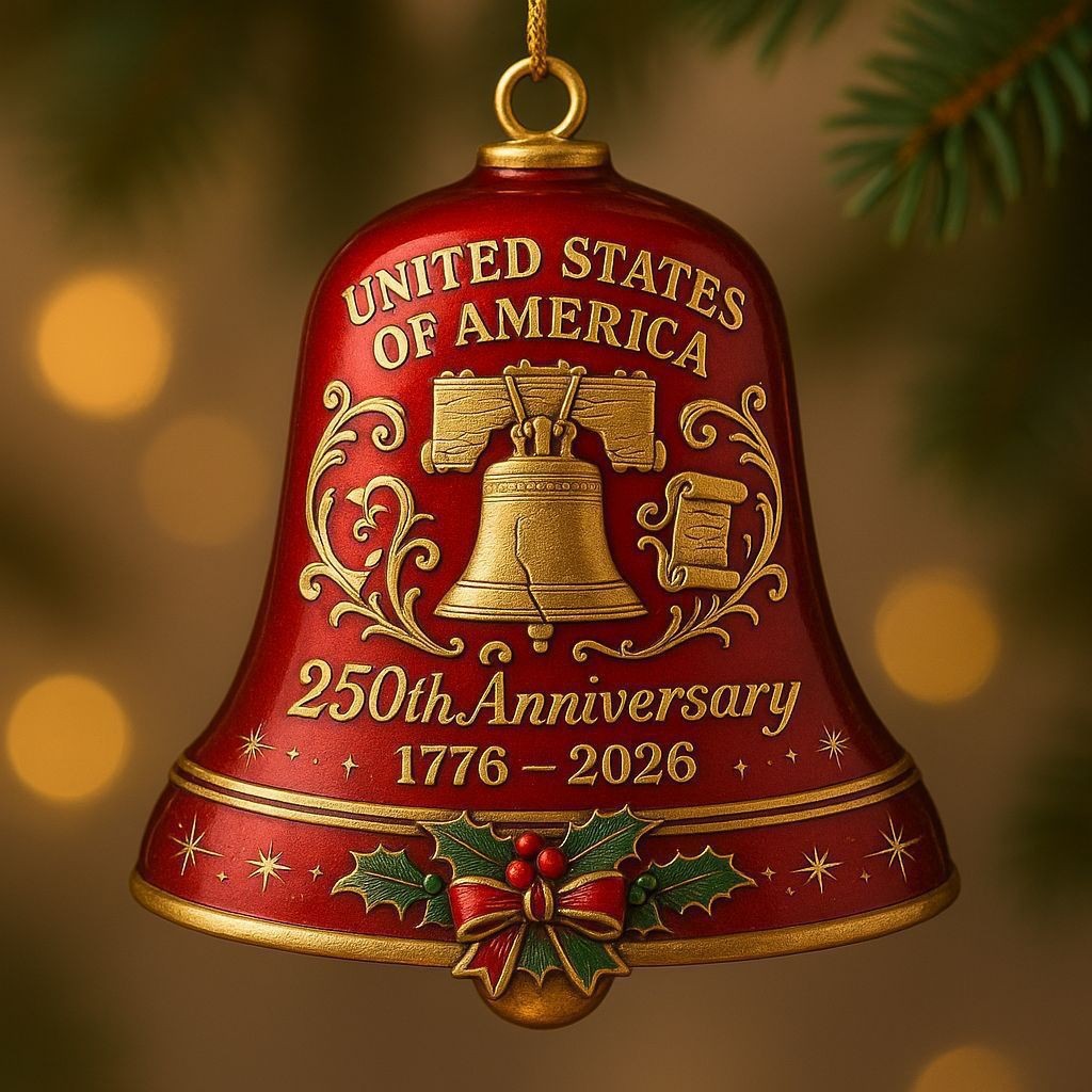 Nuevos productos transfronterizos de acrílico plano 250 aniversario colgante decoración del árbol de Navidad campana colgante decoración del automóvil image 6