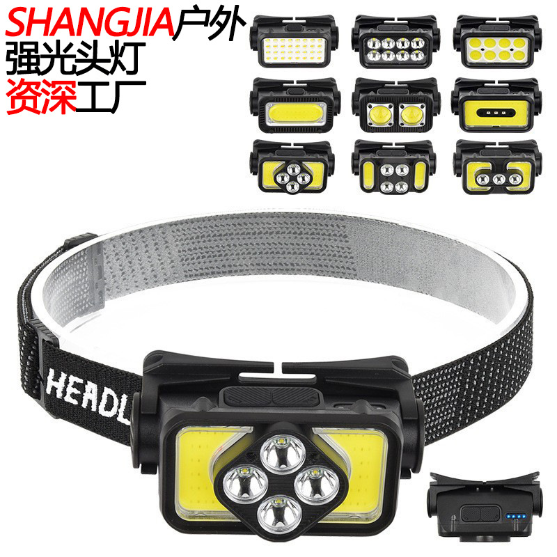 Nuevo faro LED TYPE-C recargable faro de inducción de agitación al aire libre luz de pesca nocturna resistente al agua faro de luz fuerte al por mayor