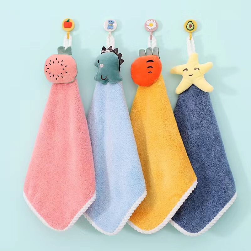 Cartoon animal hanging microfiber towel bow coral fleece towel chenille towel wholesale Cartoon animal hanging microfiber towel bow coral fleece towel chenille towel wholesale