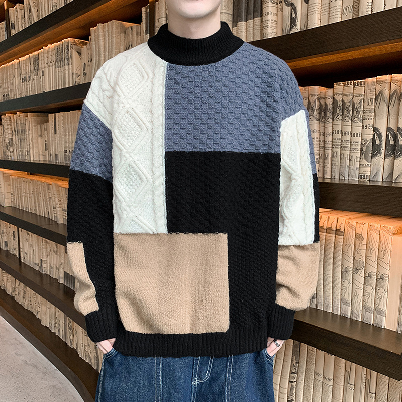 Venta caliente transfronteriza de los hombres de cuello alto suéter suelto suéter más tamaño suéter de los hombres ventas directas de la fábrica