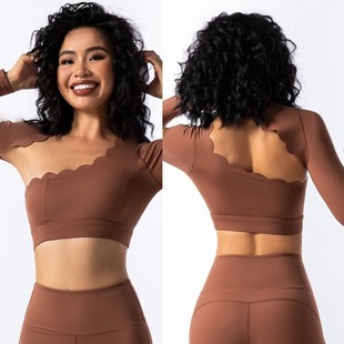 Pullover Sports Irregular Yoga Suit Long Sleeve High Elastic Slimming Breathable Quick-drying Pilates Training Fitness Top