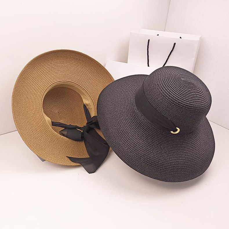 Women's Simple Style Bow Knot Braid Flat Eaves Straw Hat display picture 2