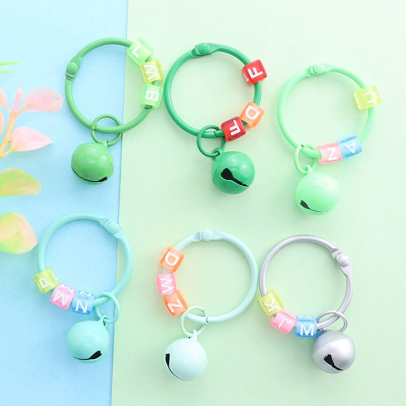 Colour map with letters, small bell, keychain, fresh accessory for students, creative bag, 30mm
