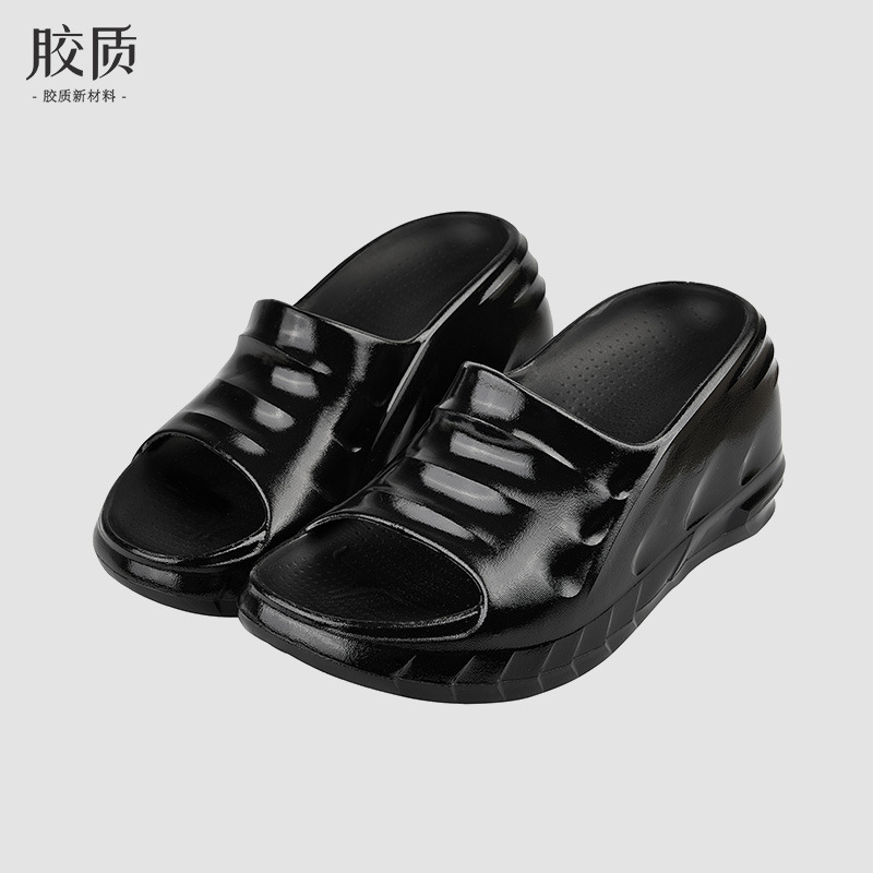 Marshmallow-Style Thick-Soled Slippers for Women, Outdoor Wedge-Heeled Height-Increasing Eva Flip-Flops, Beach Sandals, Trendy Style