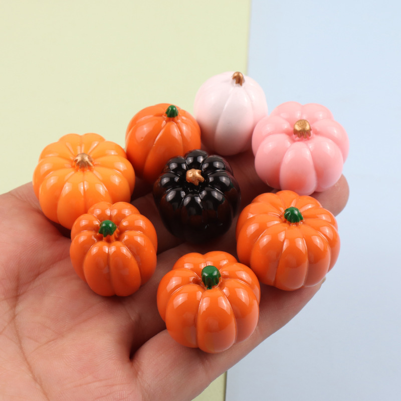 Cross-Border Hot-Selling Halloween Micro-Landscape Creative Realistic Color Pumpkin DIY Decorations Resin Ornaments Small Ornaments