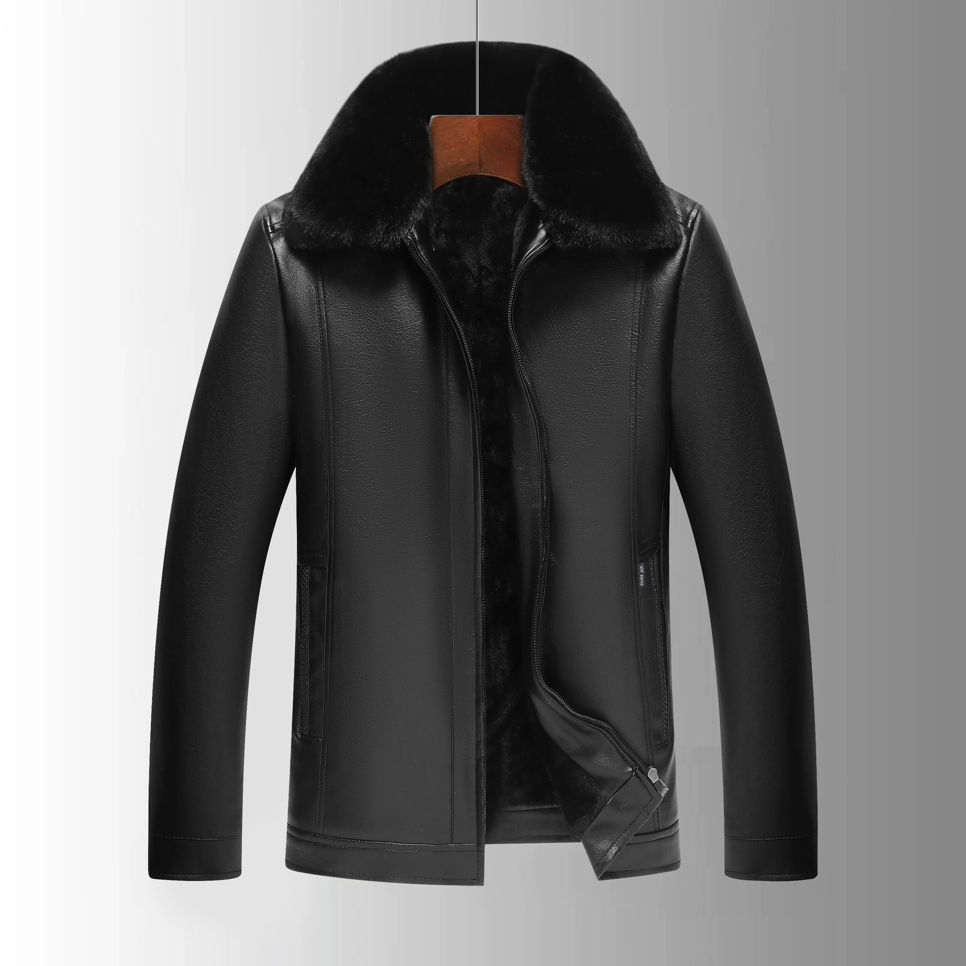 Новая кожаная мужская кожаная куртка среднего и пожилого возраста