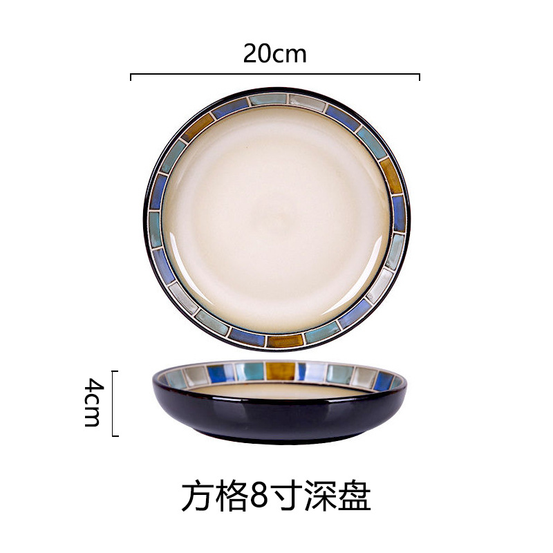 Horno creativo, plato de comida occidental esmaltado, plato de carne, plato de verduras para el hogar, plato de cerámica, plato de pasta de color esmaltado, plato de desayuno al por mayor