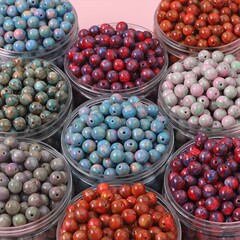 Retro Resin Ombre Pattern Round Loose Beads for DIY Handmade Weaving Pendants, Beaded Bracelet Materials, and Jewelry Accessories