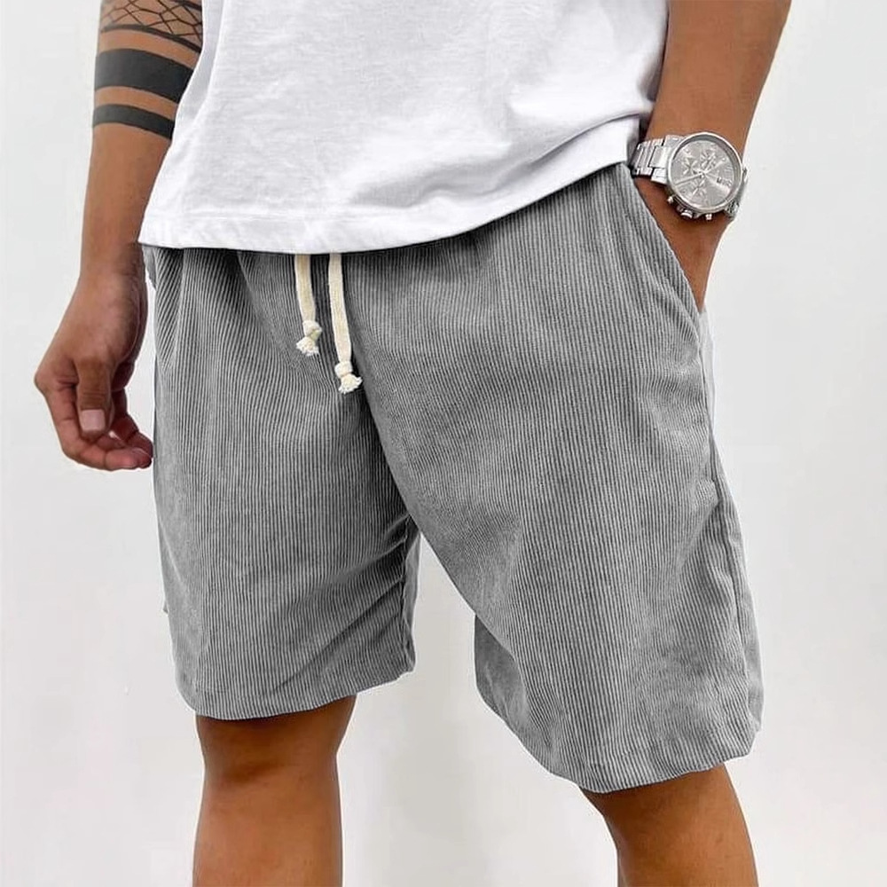 2025 European and American Export New Men's Summer Casual Drawstring Corduroy Retro Shorts