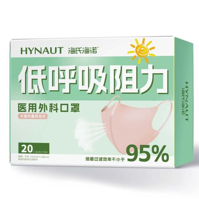 海氏海诺医用外科口罩夏季薄款清凉玻尿酸N95鱼嘴型防护儿童口罩|undefined