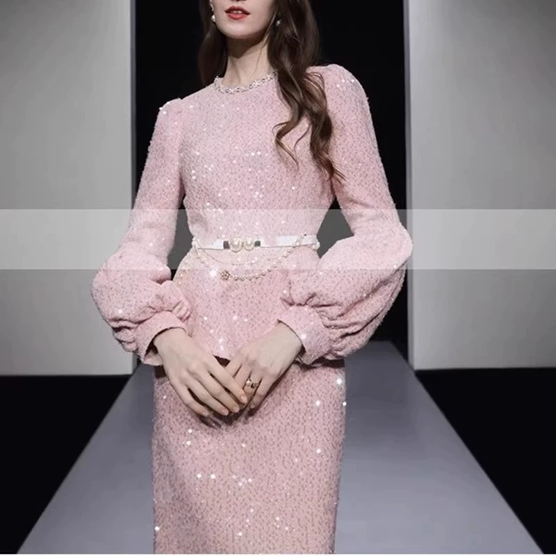 Осенне-зимняя новая женская одежда, легкая Роскошная Дворцовая Шанель, шерстяной топ из двух частей с листьями лотоса, юбка-юбка на одну ступеньку, костюм-юбка