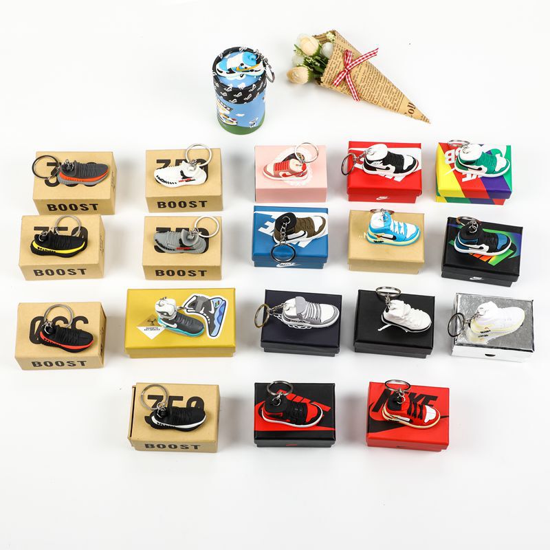 Aj Sneaker Key Chain Pendant Pvc Soft Rubber Stereo Basketball Shoes Doll Machine 3D Creative Gift Key Chain Pendant