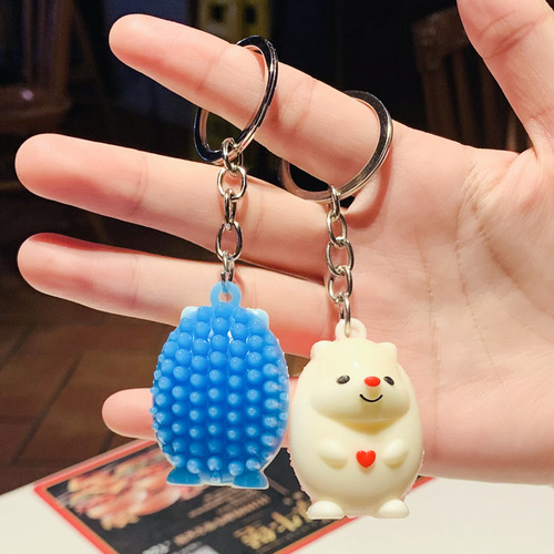 Creative New Stylized Hedgehog Keychain Accessory Gift Ornament Practical Relaxing Massage Simulated Animal Ornament