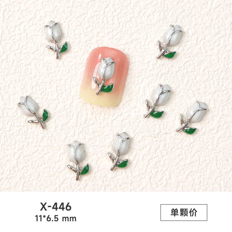 Popular arte del clavo tulipán joyería en línea celebridad aceite goteo flor Rosa nueva luz de lujo de aleación de metal decoración de uñas