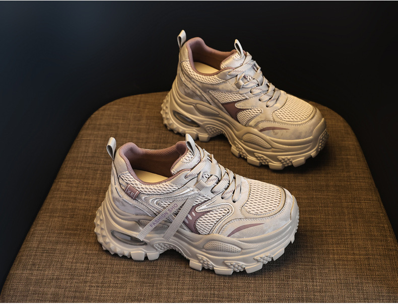 Giày sneaker nữ chunky đế dày lưới thoáng khí tăng chiều cao — màu tím chi tiết 5
