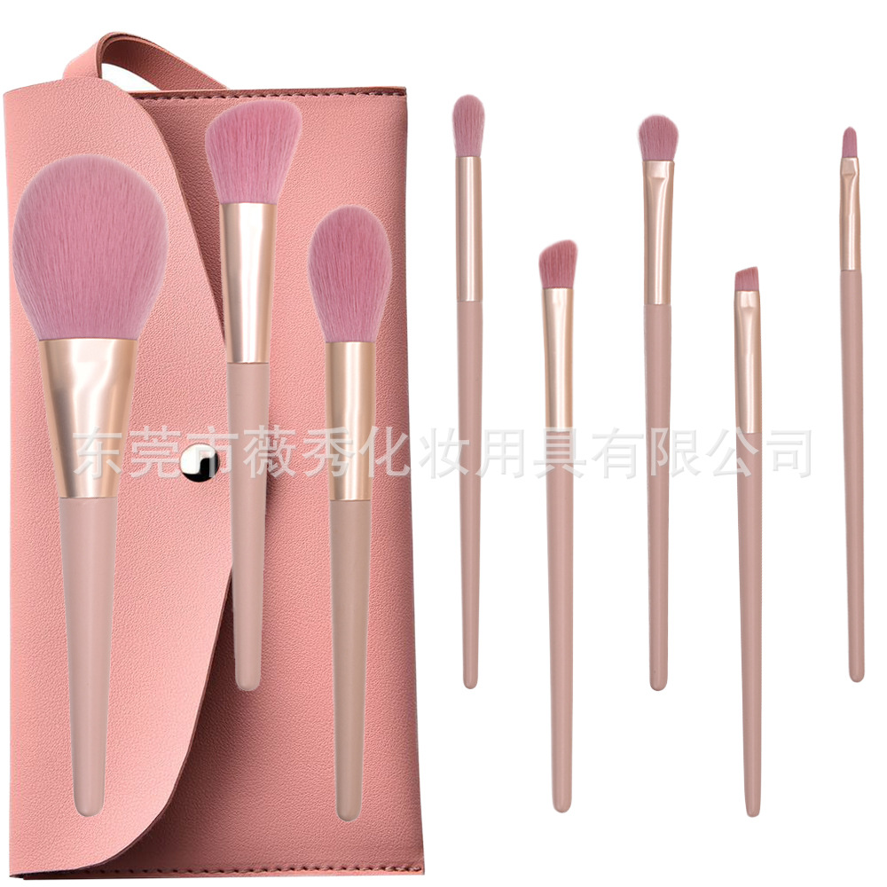 7 Unids 12 Unids nude Pink maquillaje cepillo conjunto suave principiante cepillo suelto rubor cepillo de sombra de ojos herramientas de belleza