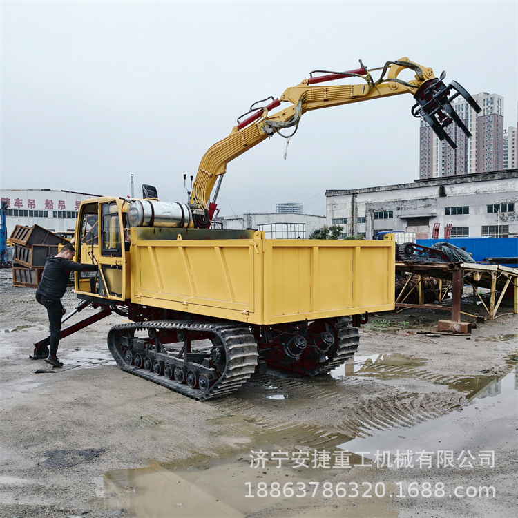 爬山虎履带随车抓木机 山区树木毛竹抓运车 8吨后桥多功能抓木机