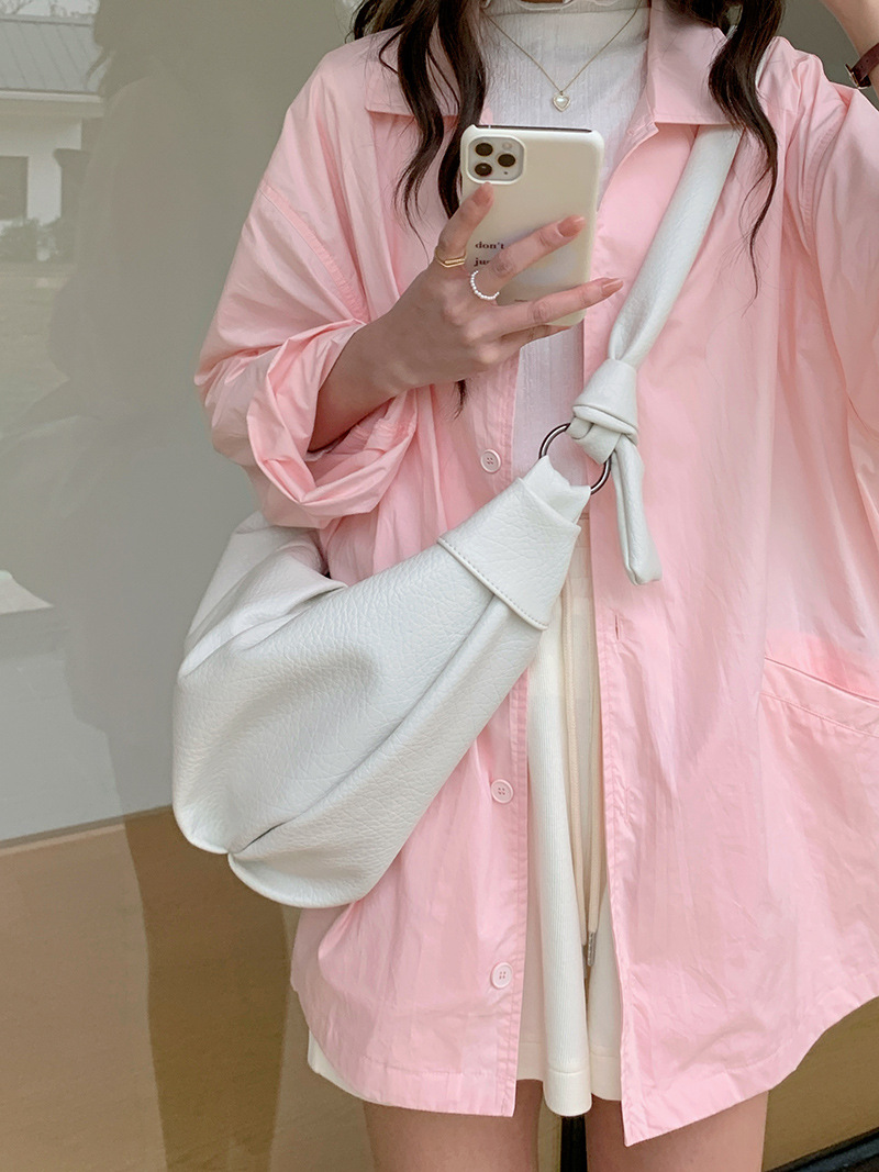 Korean Instagram Large Capacity Soft Leather Folded Dumpling Lazy and Versatile Casual Commuting One Shoulder Crossbody_voghion.com