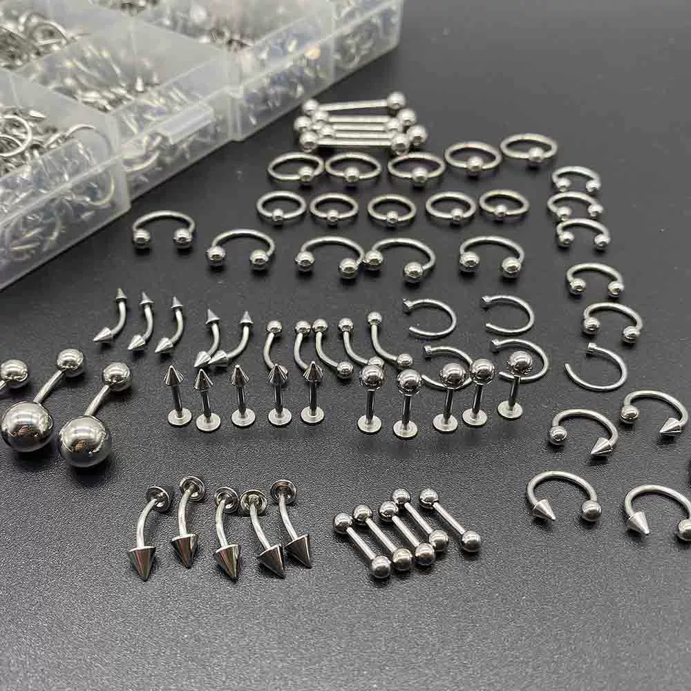 Европейские и американские трансграничные ювелирные изделия для пирсинга из нержавеющей стали, кольцо для носа, кольцо для бровей, ногтей, губ, ногтей, языка, кольцо для пупка, ювелирные изделия для пирсинга тела, оптовая продажа