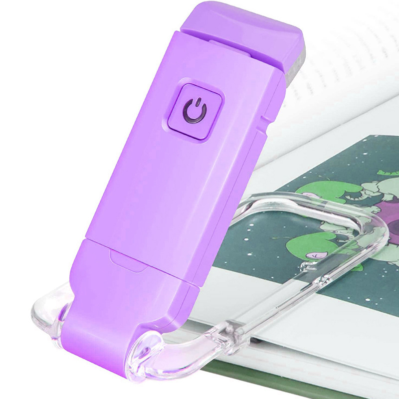 Amazon libro de lectura luz USB recargable libro clip luz Marcador portátil Luz de tres colores temperatura protección ocular regulable