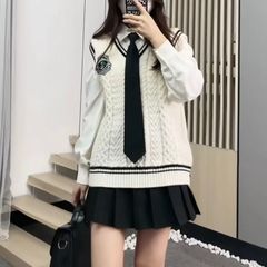 卸売 130kg インナーウェア 大きいサイズ 3点セット 春秋 ニットベスト セーター 女子学生 シャツ プリーツスカート