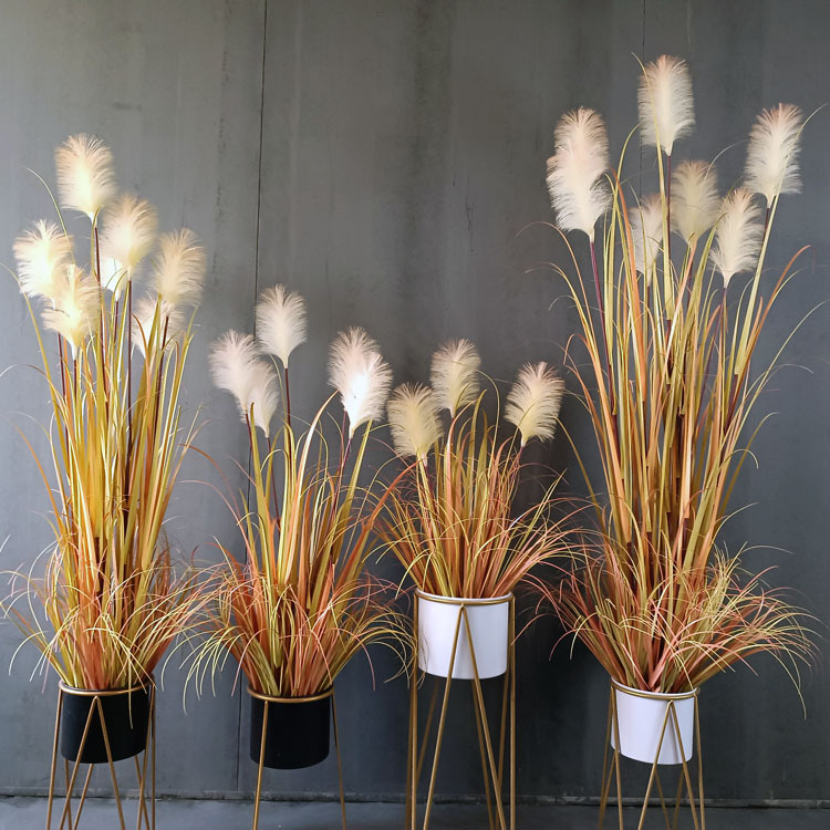 En stock Reed al por mayor simulación dogtail en maceta grande flor seca cattail hierba piso Decoración
