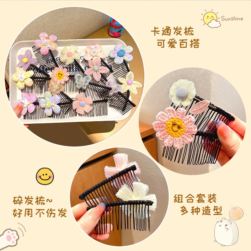 Niños artefactos de cabello rotos niñas arco de mariposa peinado de cabello rotos niñas franges de acabado de pinzas de cabello detrás de la cabeza peinado tarjeta de cabello