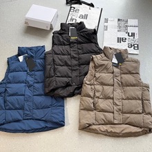 露 无标平替 80灰鹅绒羽绒服马甲男女泡芙无袖背心面包服