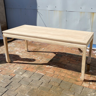 Solid wood tea table dining table painting new Chinese tea table white stubble white embryo north old elm furniture table factory wholesale