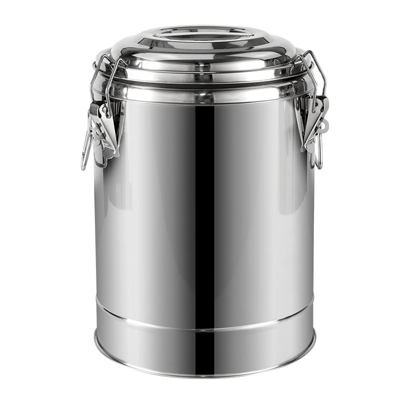 Cubo aislado de acero inoxidable 304 Cubo de hielo de gran capacidad para puestos en el mercado nocturno Cubo de arroz aislado comercial engrosado de doble capa Cubo de té con leche